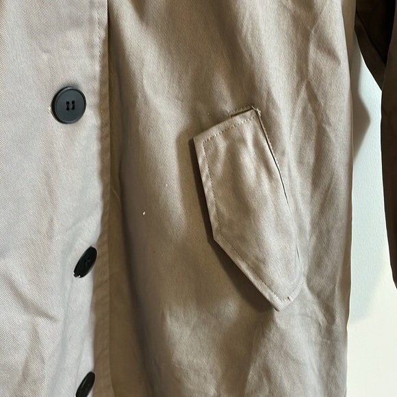 Minimalist Trench Coat Utility Hood Jacket Gray Med Urban Street Modern Casual - Picture 4 of 10